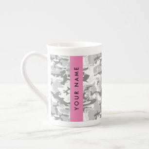 Taza De Porcelana Camuflaje Gris Nieve de Invierno Personaliza tu no