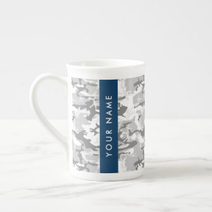Taza De Porcelana Camuflaje Gris Nieve de Invierno Personaliza tu no