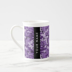 Taza De Porcelana Camuflaje Morado Personaliza tu nombre
