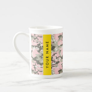 Taza De Porcelana Camuflaje Rosa y Verde Personaliza tu nombre
