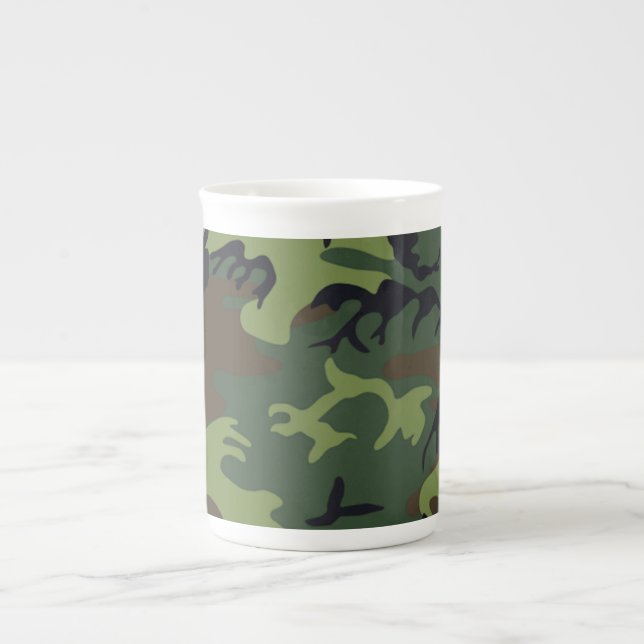 Taza De Porcelana Camuflaje verde militar (Frente)