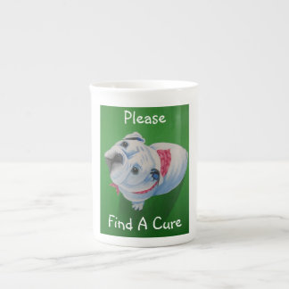 Taza De Porcelana cáncer de pecho, bulldog, cinta rosada