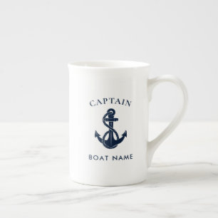 Taza De Porcelana Capitán náutico personalizado ancla de barco marin