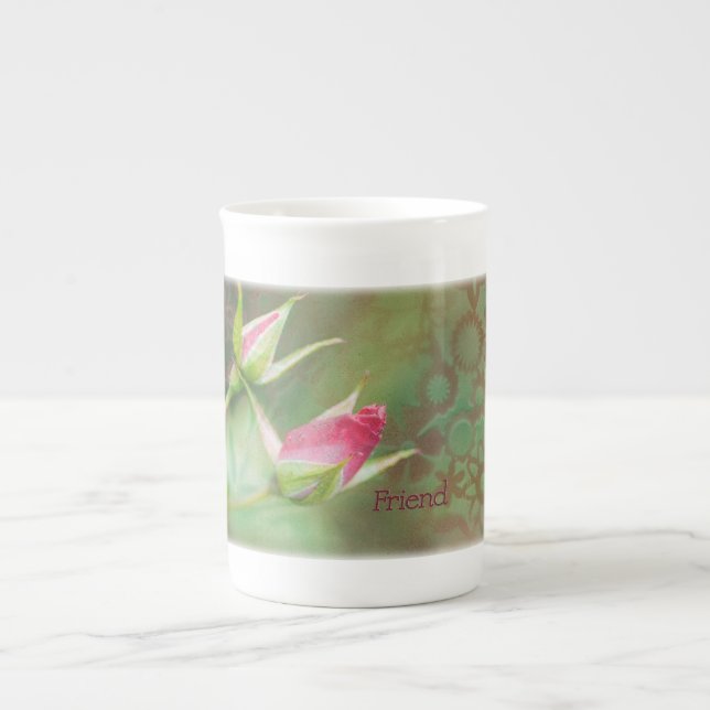 Taza De Porcelana Capullos de rosa del amigo (Frente)