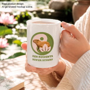 Taza De Porcelana Capybara Zen Yin Yang Naturaleza Pacífica