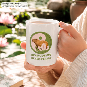 Taza De Porcelana Capybara Zen Yin Yang Naturaleza Pacífica