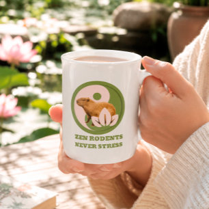 Taza De Porcelana Capybara Zen Yin Yang Naturaleza Pacífica