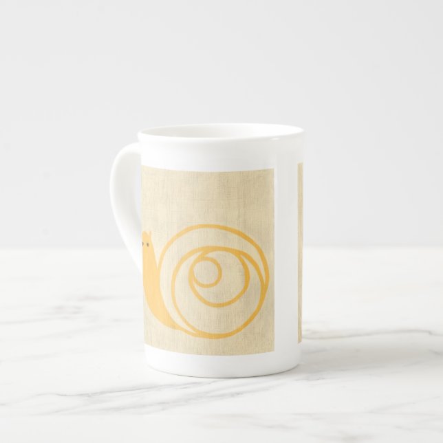 Taza De Porcelana Caracol amarillo en el fondo de la crema (Izquierda)