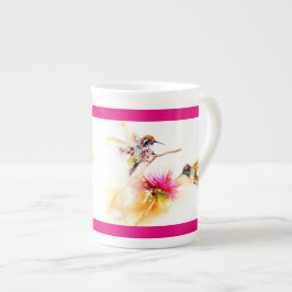 Taza De Porcelana "Cardo para" impresión del colibrí dos
