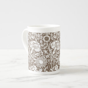 Taza De Porcelana Carnación Art Nouveau Damask, Taupe y Blanco