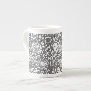 Taza De Porcelana Carnación modernista Damasco, gris / gris