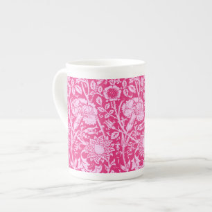Taza De Porcelana Carnación modernista Damasco, rosa de Fuchsia