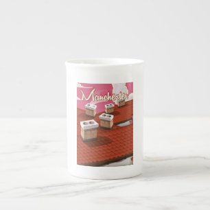 Taza De Porcelana Cartel de viaje de dibujos animados de Mánchester,