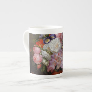 Taza De Porcelana Caso Cornelis Johannes van Hulsteijn con flores