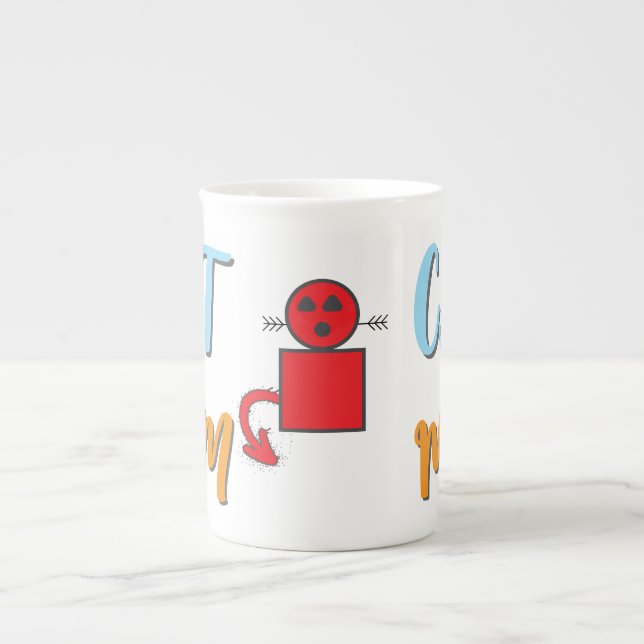 Taza De Porcelana Cat Mom: línea corta con personalización opcional (Frente)