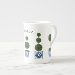 Taza De Porcelana Cerámica del trío del árbol del tocador de Chinois