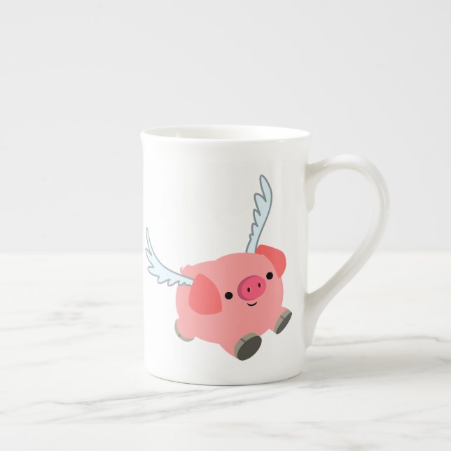 Taza De Porcelana Cerdo Personalizado alado lindo (Derecha)