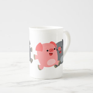 Taza De Porcelana Cerdos De Personalizado Blanco Y Negro Cuadros