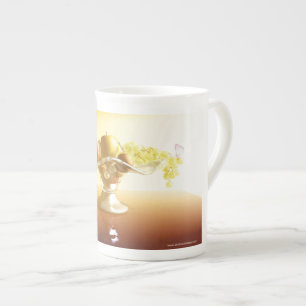 Taza De Porcelana Cesta de vidrio con frutas y mariposa