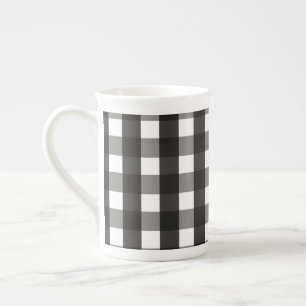 TAZA DE PORCELANA CHEQUE DE GINGHAM EN NEGRO Y BLANCO