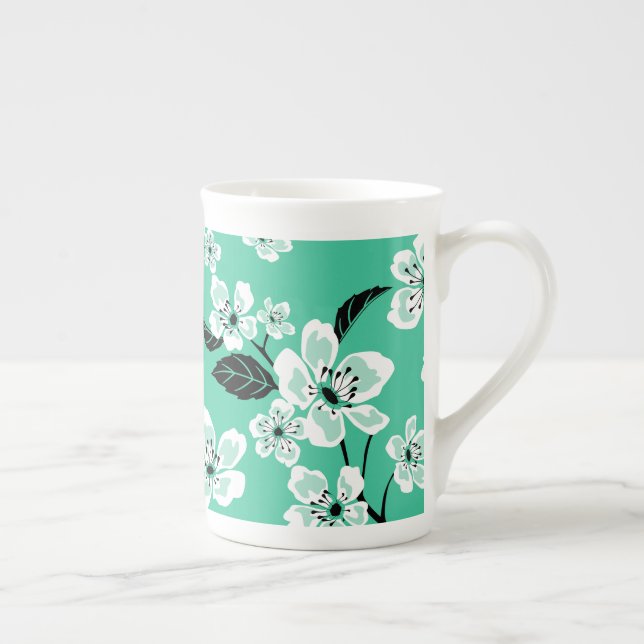 TAZA DE PORCELANA CHERRY BLOSSOM - SAKURA (MINT) (Derecha)