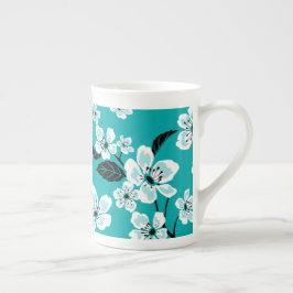 TAZA DE PORCELANA CHERRY BLOSSOM - SAKURA (VERDE AZULADO)