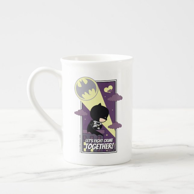 Taza De Porcelana Chibi Batman - Luchemos juntos contra el crimen (Izquierda)