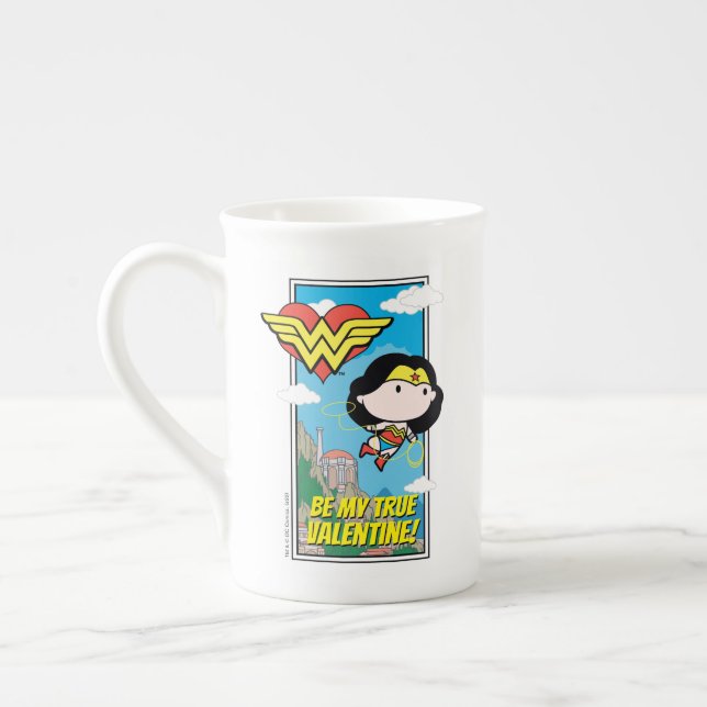 Taza De Porcelana Chibi Wonder Woman - Dime La Verdad Valentine (Izquierda)