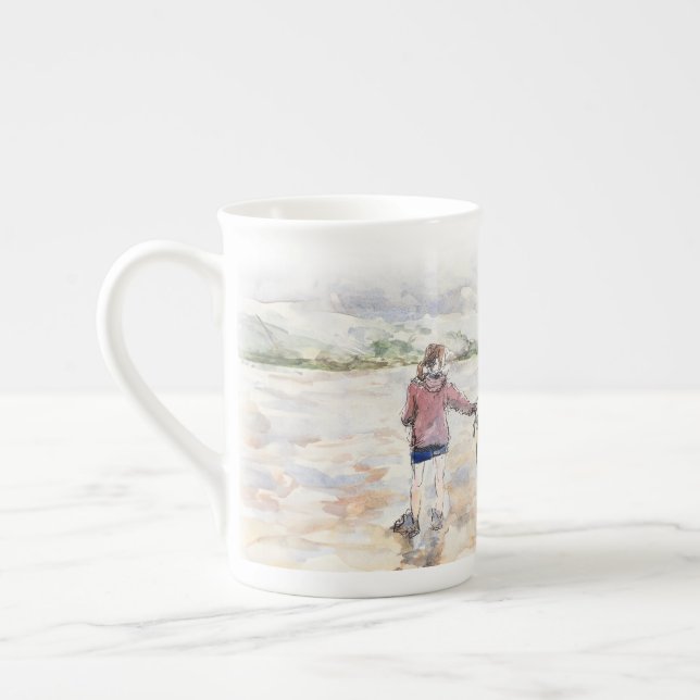 Taza De Porcelana Chica con un caballo en la playa (Izquierda)