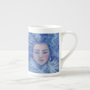 Taza De Porcelana Chica de nieve, arte de fantasía invernal, Navidad