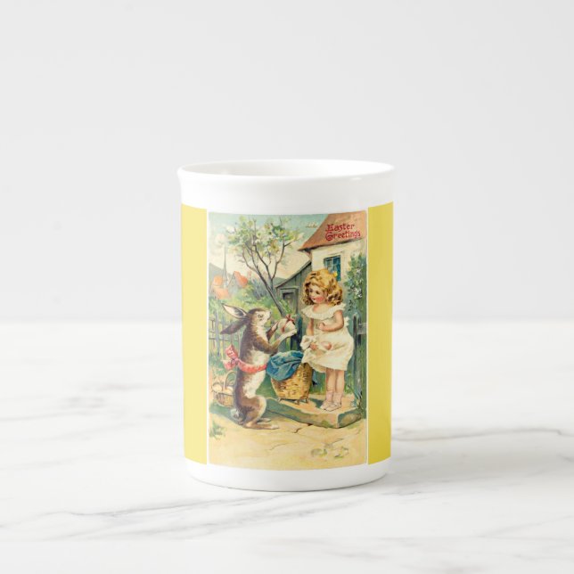Taza De Porcelana Chica de vacaciones y conejito de Pascua en China  (Frente)