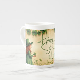 Taza De Porcelana Chica del Día de San Patricio con Shamrock