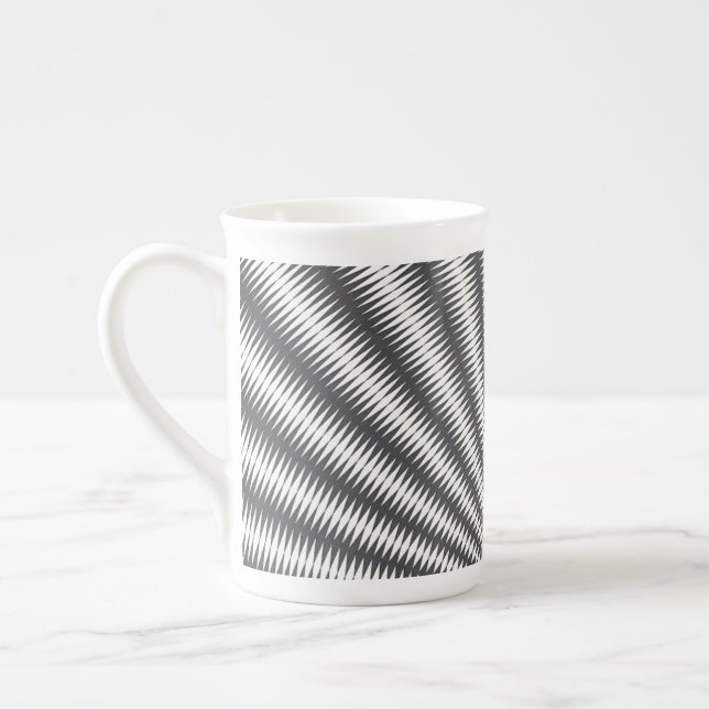 Taza De Porcelana China ósea - Diseño geométrico en blanco y negro (Izquierda)