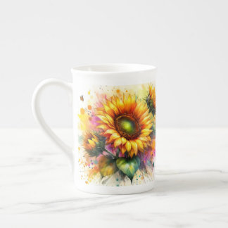 Taza De Porcelana China ósea - girasoles
