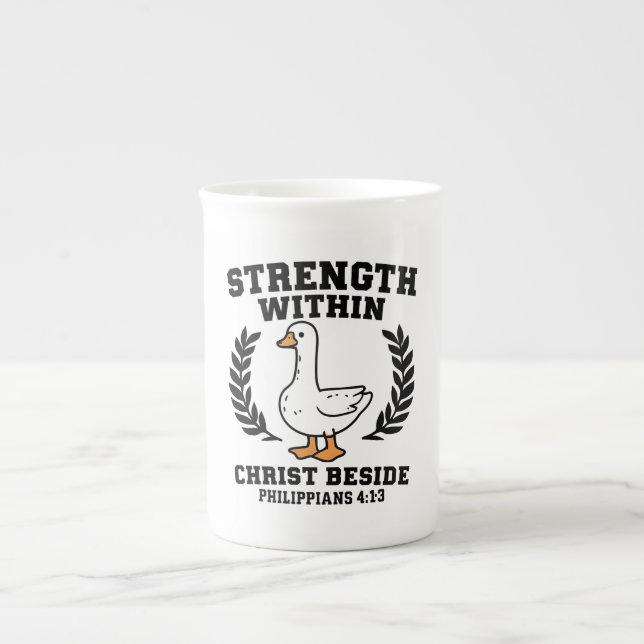 Taza De Porcelana Christian Goose Mug – “Strength Within, Christ Bes (Frente)