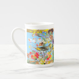 Taza De Porcelana Cielo bohemiano vintage de los pájaros sonoros