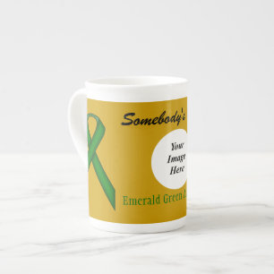 Taza De Porcelana Cinta de la marca de la cadena verde esmeralda, po