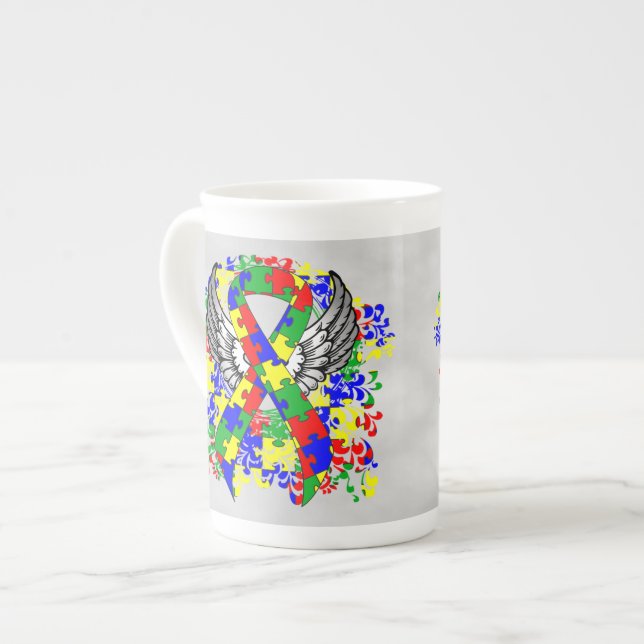 Taza De Porcelana Cinta De Rompecabezas Con Alas (Izquierda)
