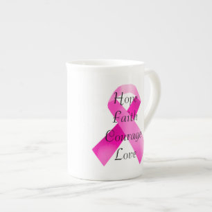 Taza De Porcelana Cinta rosa Hueso de la fe de China Mug
