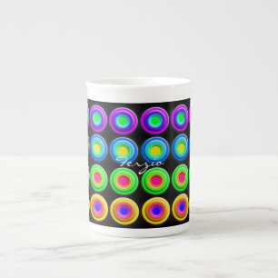 Taza De Porcelana Círculos 3D divertidos y coloridos