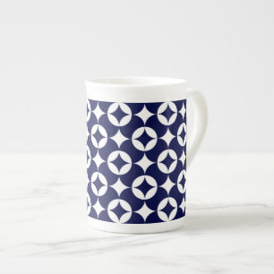 Taza De Porcelana Círculos de interbloqueo azul retro Shippo Geométr