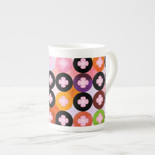 Taza De Porcelana Círculos Multicolores y Tréboles de Cuatro Hojas R
