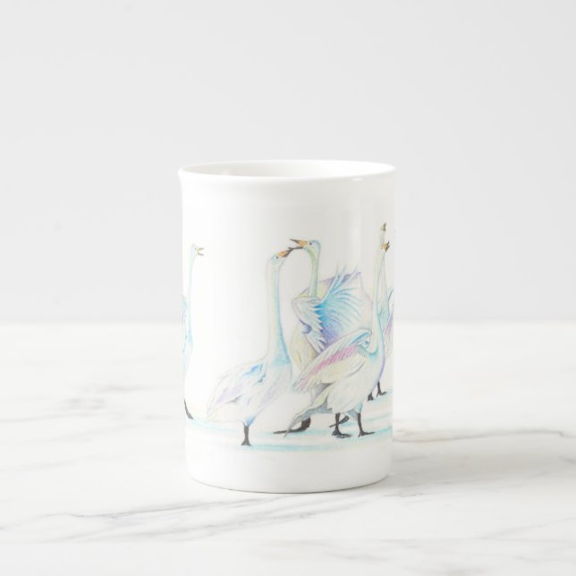 Taza De Porcelana Cisnes en el zoquete de nieve en China (Frente)