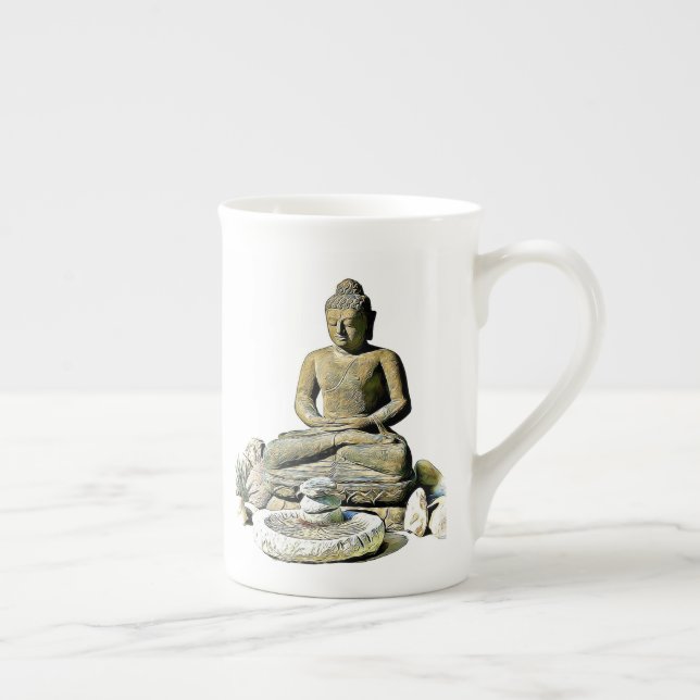 Taza De Porcelana Cita de Ilustración Espiritual Buda Zen (Derecha)