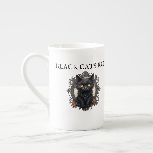 Taza De Porcelana Cita de Personalizado de papel antiguo de gato neg (Izquierda)