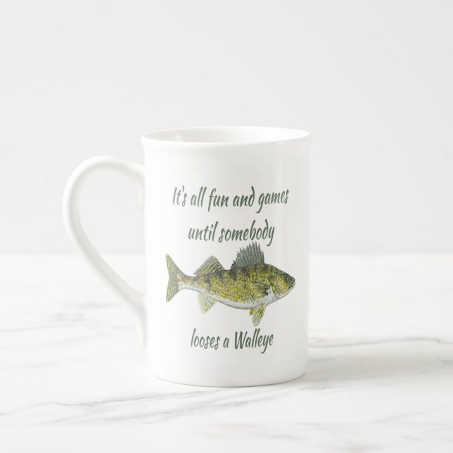 Taza De Porcelana Cita divertida de Walleye Fishing (Izquierda)
