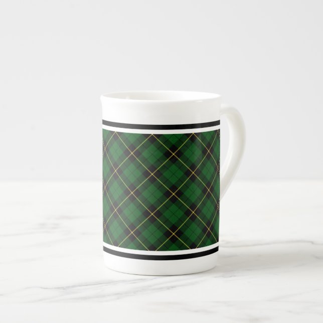 Taza De Porcelana Clan Wallace Hunting Tartán Green and Black Plaid (Derecha)