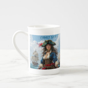 Taza De Porcelana Cobalt Kate - Capitana pirata femenina de alto con