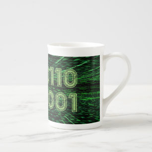 Taza De Porcelana Código binario 69 de SlipperyJoe vibrante verde co