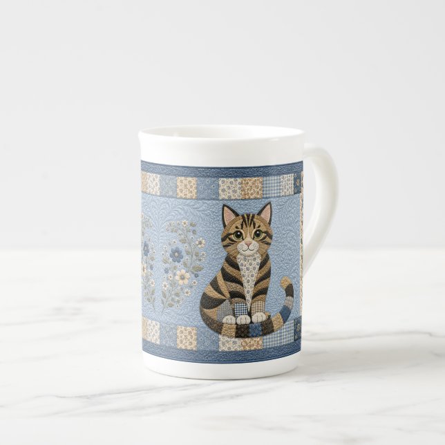 Taza De Porcelana Colcha de gato atigrado (Derecha)
